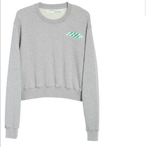 Off white “WOMAN” tape crop crewneck